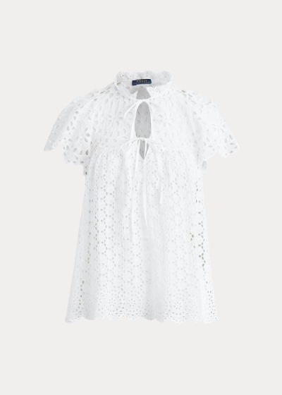 Polo Ralph Lauren Cotton Eyelet Bluse Dame Danmark (BGKIT7924)